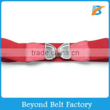 Ladies' Fashion Red Elastic Stretch Belt with Bowknot Clasp