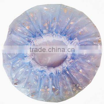 Double layer plastic shower cap