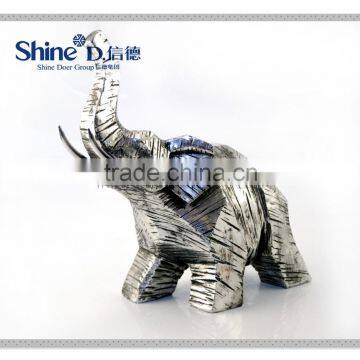 Shining Silver electro plating Elephant statue with antique black finish