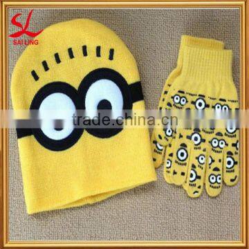 Cartoon Children Knit Beanie Hat Wholesale Winter Hats And Gloves Set