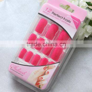 Rose flower elegant art nails artificial velvet nail tip set with glue