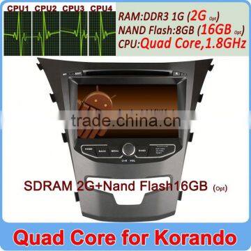 Wholesale Quad Core Cortex A9 Pure Andriod 4.4 car central multimedia for ssangyong korando 2014 2G DDR3 16GB Flash