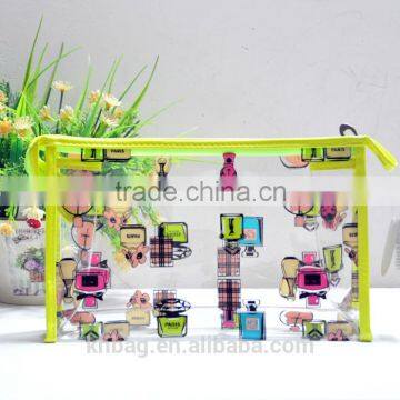 Color Printed Sewing Custom Makeup Big Round Printed Pvc Cosmetic Bag