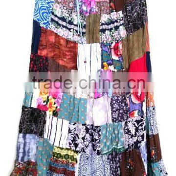 Women Patchwork Boho Skirt Fall Fashion Long Skirt