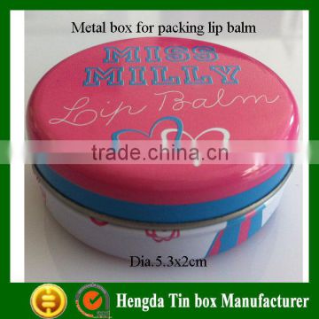 Round small tin box for lip blam use