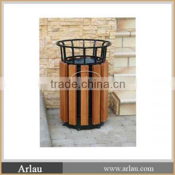 Arlau Cylindric outdoor wood trash garbage bin