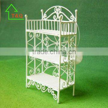 DOLLHOUSE MINIATURES LARGE WHITE METAL WIRE BATHROOM TOWEL SHELF photo-2