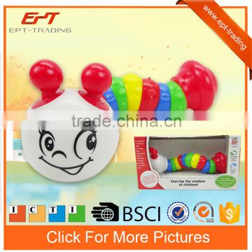 Cartoon worm shape baby toys rattle for sale