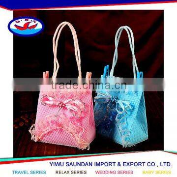2016 Best-selling lovely lace shopping bag no-woven fabric candy bag for wedding