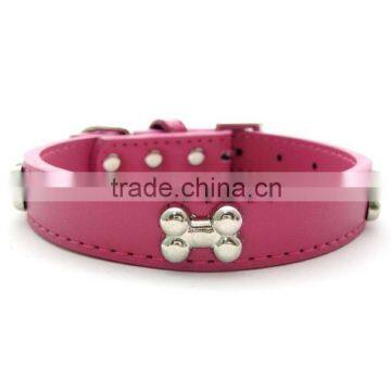 Different sizes puppy cat neck collars rhinestone bone charm studded pink leather dog collars