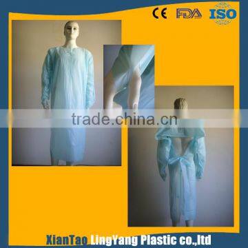 Blue Disposable Aprons With Sleeves Plastic Cpe Gown photo-5