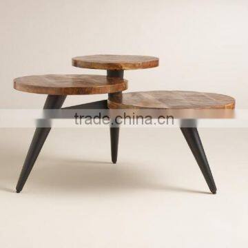 Wood Top & iron Base Coffee Table