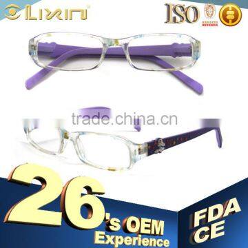 2016 best sale fashion acetate kids optical frames with purple temple.