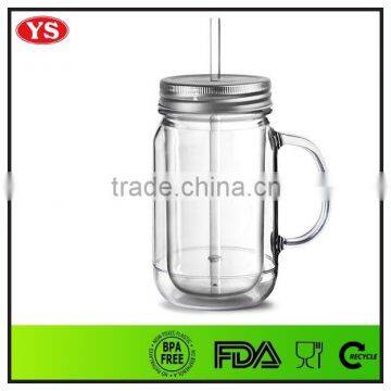 Hot Sale Cheap 20 oz Double Wall Mason Jar for Beverage With Handle