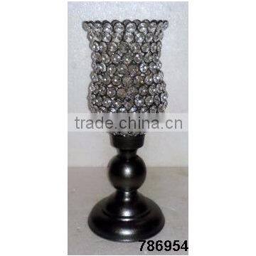 Aluminum & Glass Crystal Chimney Votive Tealight T-Light Candle Holder