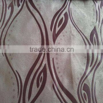 Modern Wave Line Leaf Design Fleece Base Blackout Jacquard Curtain Fabric