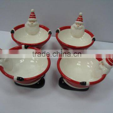 4 Pieces Santa Design Ceramic New Stoneware Soup Bowl Set