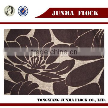 Coffee flower pattern manufacturer China design Flocking Linen Fabric Sofa fabric Zip Pouch