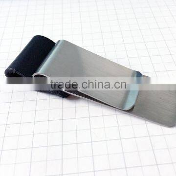 Stainless steel retaining clip with leather pen holder for traveler notebook
