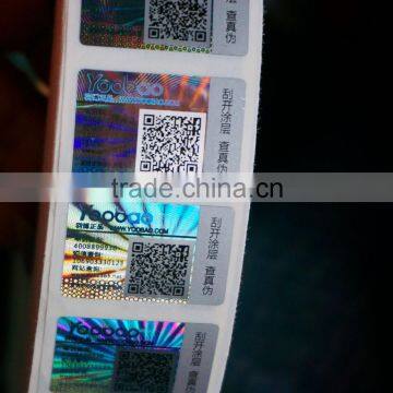 QR code tamper evident hologram sticker with numbering