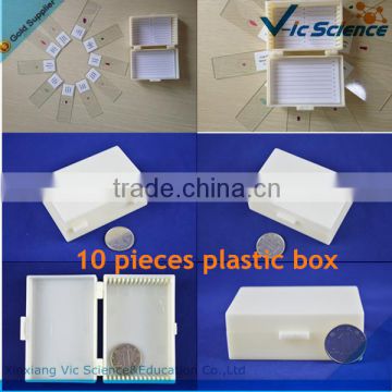 10pcs biology prepared slide plastic box