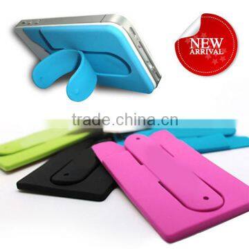 Promotional custom multiple 3M sticky card silicone mobile phone holder