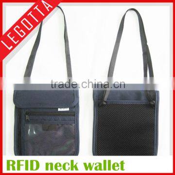 Nylon material new design promotional security waterproof neck bag for passport