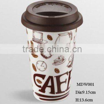 Wholesale Cheap 10oz double Wall Ceramic Mug,Starbucks model Coffee cup