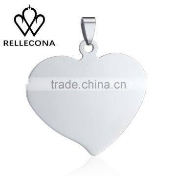 Stainless steel flat blank heart pendant for necklace