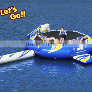 inflatable water trampoline with slide and log