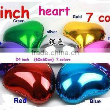 Plain Solid foil balloons , Helium Balloon Supplies Green Heart Foil Balloon in 7 colours Red Pink Gold Silver Blue Green Purple