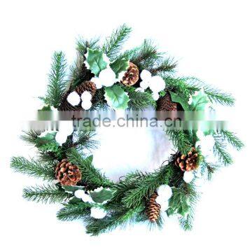 38 CM CHRISTMAS NATURAL WREATH FOR CHRISTMAS DECORATIONS with white decorations