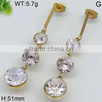 Dangle diamond solitaire gold palted earring