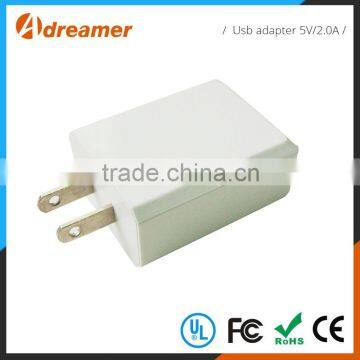 China supplier US Plug wholesale cell phone 5v 2a usb wall charger