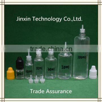 50ml 100ml PET e liquid bottle with long thin tip and childproof cap