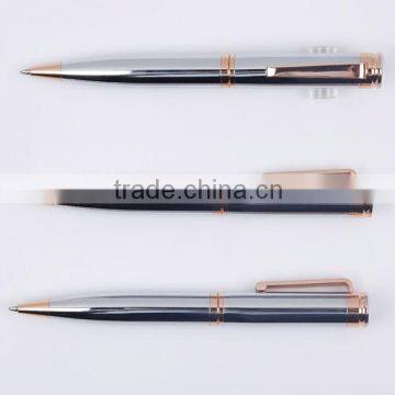 Electroplating silver gold metal roller ball pen/metal engraved pens/twin pen with gift box