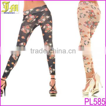 Hot Women Sexy Retro Rose Flower Print Leggings Tights Pants Long