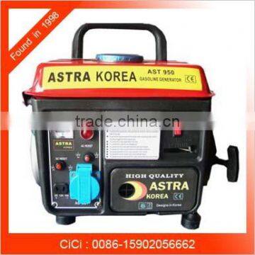 AST950 Manual gasoline generator , 950w Mini portable home use generator , ASTRA KOREA 950 2hp gasoline generator