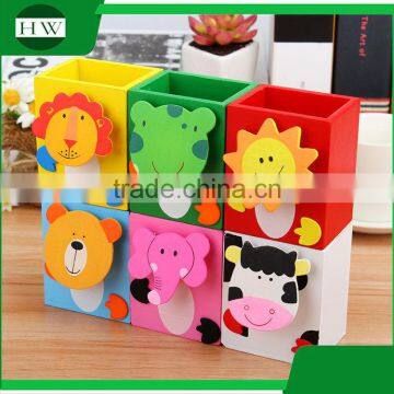 Multipurpose Wooden Cartoon Animal Penholder Storage Pen Container Case Box Holder With Clip photo-2