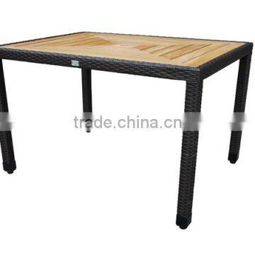 Aluminium Polywood Dining Table with Black rattan Trim