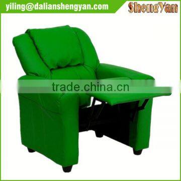 Contemporary Green Vinyl Kids Recliner With Cup Holder and Headrest photo-5