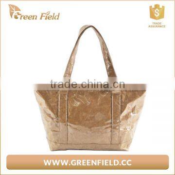 Brown tyvek tote bags large lady hand bag with PVC cover