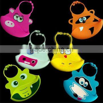 Easy Washable Cute Animal Shape Silicone Bibs for Baby