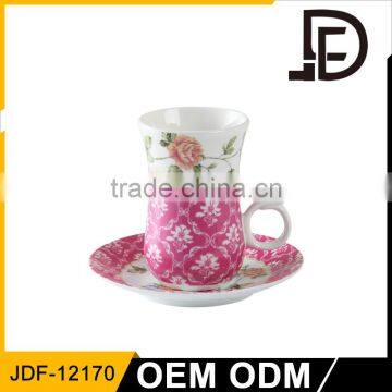 Drinkware wholesale  arabic tea cups and saucer custom logo, porcelain cup with saucer