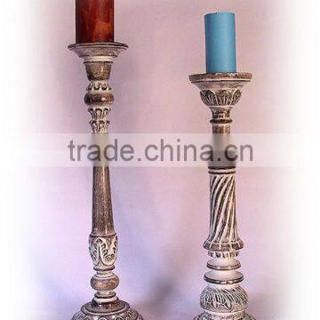 Wooden pillar candle holder, hand carved wooden candle holder, tall wooden candle holder, Wedding decoratiion candle holder