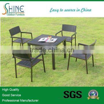 black aluminum chairs with square table set (4+1) SCAF043