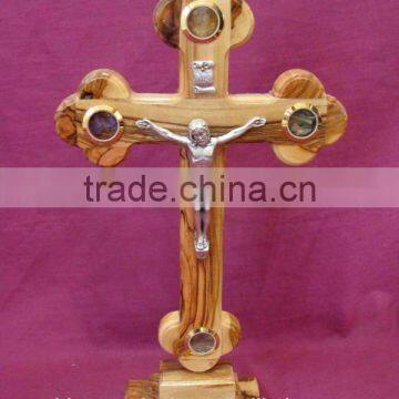 Large decorative standing crucifix wooden cross