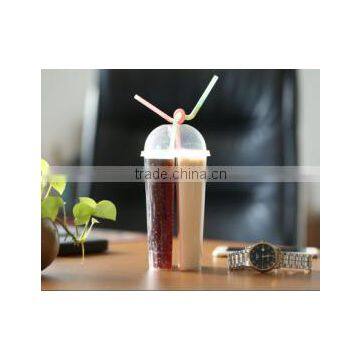 700ml Two Compartment Cup Plastic Juice Cup With Straw & Dome & Flat Lid photo-2