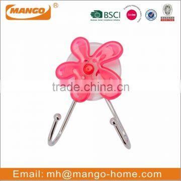 Flower Decorative Suction Chrome Plating Wire Bathroom Metal Hook