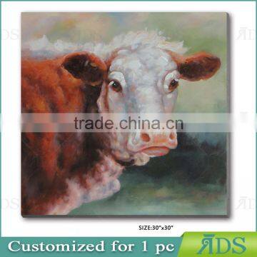 2017 Amazon Hotsell 100% Hand Animal Oil Painting Brown Cow With Stretched Frame Contemporary Artwork Ready to Hang 24 x 36 Inch photo-2